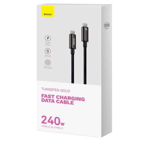 Baseus kabel Tungsten PD USB-C - USB-C 3,0m czarny 240W Baseus kabel Tungsten PD USB-C - USB-C 3,0m czarny 240W