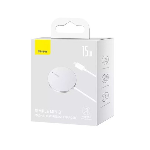 Baseus ładowarka indukcyjna Simple Mini 3 15W srebrna magnetyczna Baseus ładowarka indukcyjna Simple Mini 3 15W srebrna magnetyczna