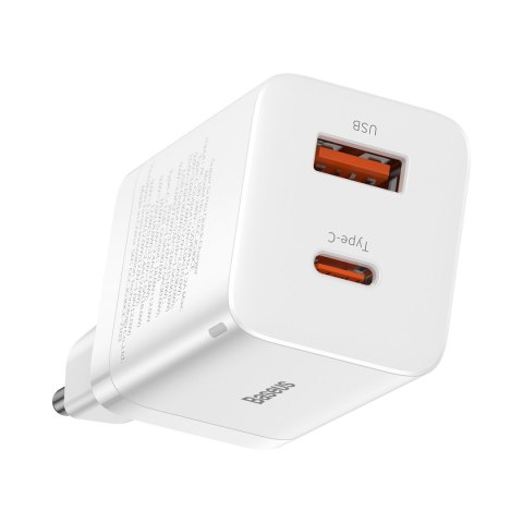 Baseus ładowarka sieciowa Super Si PD 30W 1x USB-C 1x USB biała Baseus ładowarka sieciowa Super Si PD 30W 1x USB-C 1x USB biała