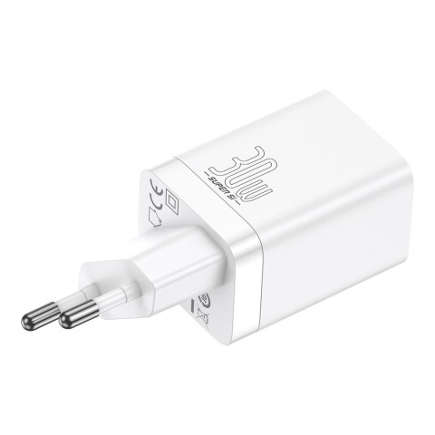 Baseus ładowarka sieciowa Super Si PD 30W 1x USB-C 1x USB biała Baseus ładowarka sieciowa Super Si PD 30W 1x USB-C 1x USB biała
