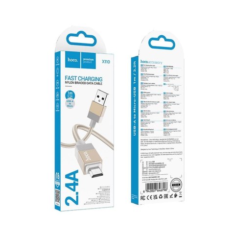 Kabel USB A do USB C Hoco 3A 1 m X110 złoty Kabel USB A do USB C Hoco 3A 1 m X110 złoty