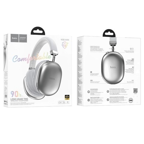 HOCO słuchawki bezprzewodowe bluetooth nagłowne W35 Max srebrny HOCO słuchawki bezprzewodowe bluetooth nagłowne W35 Max srebrny