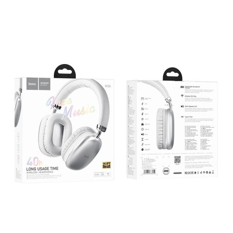 HOCO słuchawki bezprzewodowe bluetooth nagłowne W35 srebrne HOCO słuchawki bezprzewodowe bluetooth nagłowne W35 srebrne