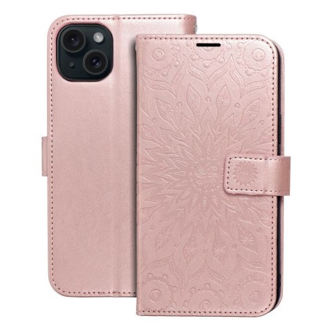 Kabura MEZZO Book do IPHONE 15 Plus mandala złoty róż Kabura MEZZO Book do IPHONE 15 Plus mandala złoty róż