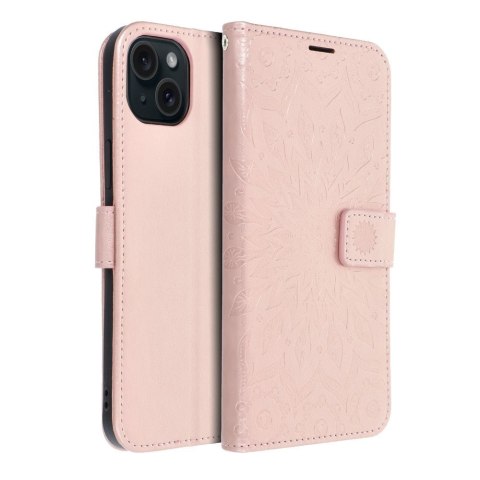 Kabura MEZZO Book do IPHONE 15 Plus mandala złoty róż Kabura MEZZO Book do IPHONE 15 Plus mandala złoty róż