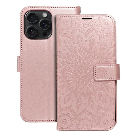 Kabura MEZZO Book do IPHONE 15 Pro Max mandala złoty róż Kabura MEZZO Book do IPHONE 15 Pro Max mandala złoty róż