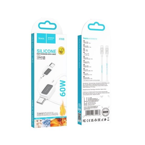 HOCO kabel Typ C do Typ C 3A 60W X108 1 m biały HOCO kabel Typ C do Typ C 3A 60W X108 1 m biały