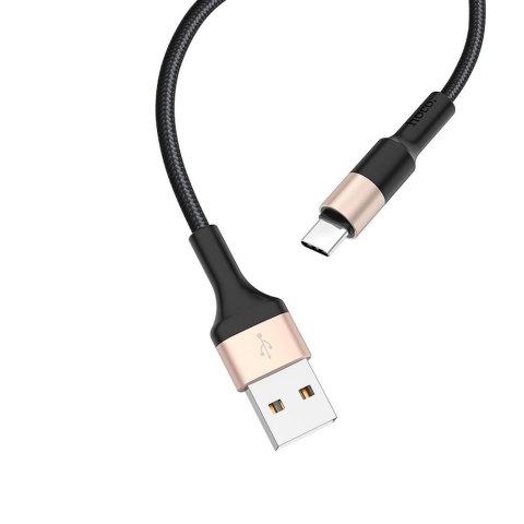 Kabel USB A do USB C Hoco 2A 1 m X26 czarno złoty Kabel USB A do USB C Hoco 2A 1 m X26 czarno złoty