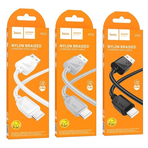Kabel USB A do USB C Hoco 3A 1 m X113 szary Kabel USB A do USB C Hoco 3A 1 m X113 szary