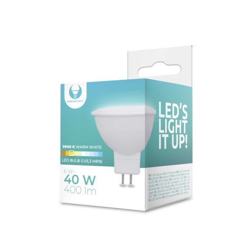 Żarówka LED GU5,3 MR16 6W 12V 3000K 400lm Forever Light Żarówka LED GU5,3 MR16 6W 12V 3000K 400lm Forever Light
