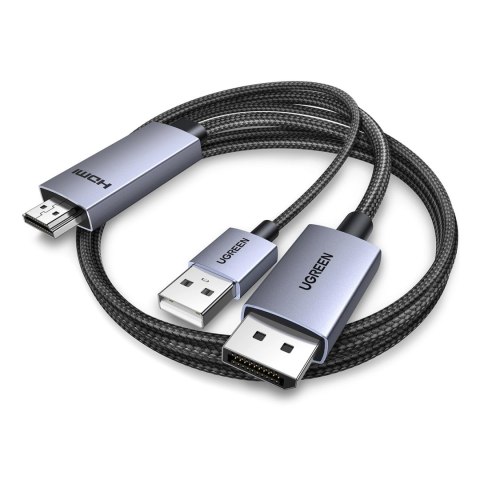 Kabel kierunkowy Ugreen HD169 z HDMI do DisplayPort, 4K@60Hz, 2m - szary Kabel kierunkowy Ugreen HD169 z HDMI do DisplayPort, 4K@60Hz, 2m - szary