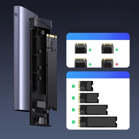 Obudowa na dysk Ugreen CM767 M.2 NVMe/SATA SSD - srebrna Obudowa na dysk Ugreen CM767 M.2 NVMe/SATA SSD - srebrna