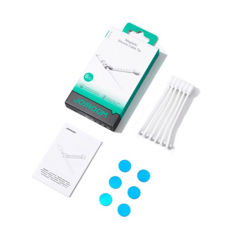 Opaska na kable Joyroom JR-ZS422 silikonowa, z magnesem, zestaw 6 sztuk - biała Opaska na kable Joyroom JR-ZS422 silikonowa, z magnesem, zestaw 6 sztuk - biała