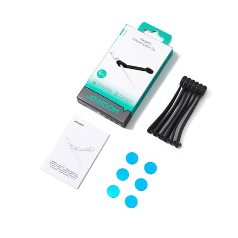 Opaska na kable Joyroom JR-ZS422 silikonowa, z magnesem, zestaw 6 sztuk - czarna Opaska na kable Joyroom JR-ZS422 silikonowa, z magnesem, zestaw 6 sztuk - czarna