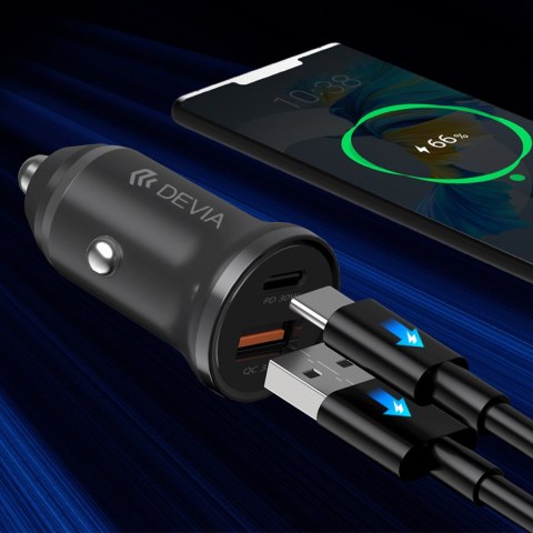 Devia ładowarka samochodowa Smart Mini PD QC 3.0 30W 1x USB 1x USB-C biała Devia ładowarka samochodowa Smart Mini PD QC 3.0 30W 1x USB 1x USB-C biała