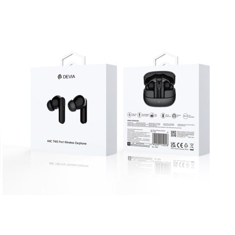 Devia słuchawki Bluetooth TWS Pro 1 czarne ANC Devia słuchawki Bluetooth TWS Pro 1 czarne ANC