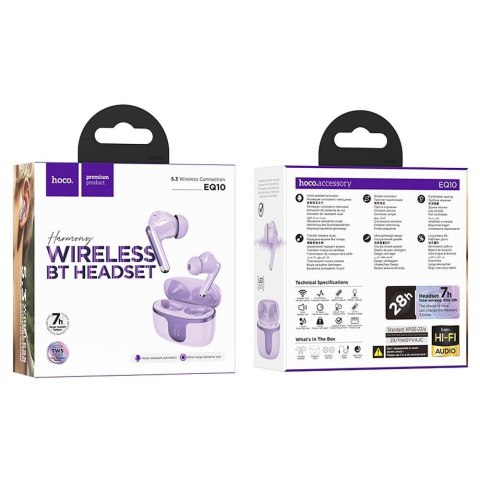 EOL HOCO słuchawki bezprzewodowe bluetooth TWS EQ10 fioletowe EOL HOCO słuchawki bezprzewodowe bluetooth TWS EQ10 fioletowe