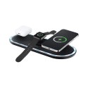 Ładowarka indukcyjna Forcell F-Energy Ellipse 3w1 Qi QC 15W kompatybilna z Apple + kabel USB C do USB A czarna