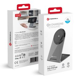 Ładowarka indukcyjna Forcell F-Energy Flip Charge USB C Qi2 15W zgodna z MagSafe srebrna #1