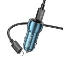 HOCO ładowarka samochodowa 2 x Typ C + kabel Typ C do Lightning PD QC3.0 3A 40W Z48 niebieska