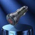 HOCO ładowarka samochodowa 2 x Typ C z wyświetlaczem + kabel Typ C do Lightning PD QC3.0 3A 60W NZ12C transparentna czarna