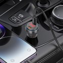 HOCO ładowarka samochodowa 2 x Typ C z wyświetlaczem + kabel Typ C do Lightning PD QC3.0 3A 60W NZ12C transparentna pomarańczowa