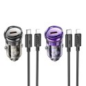 HOCO ładowarka samochodowa Typ C + kabel Typ C do Lightning PD QC3.0 30W Z53 czarna