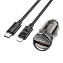 HOCO ładowarka samochodowa Typ C + kabel Typ C do Lightning PD QC3.0 30W Z53 czarna