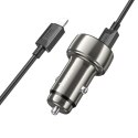 HOCO ładowarka samochodowa USB A + Typ C z wyświetlaczem + kabel Typ C do Lightning PD QC3.0 3A 48W Z50 metal szary