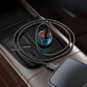 HOCO ładowarka samochodowa USB A + Typ C z wyświetlaczem + kabel Typ C do Lightning PD QC3.0 3A 48W Z50 niebieska