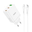 HOCO ładowarka sieciowa 2 x Typ C + USB A + kabel Typ C do Lightning PD QC3.0 3A 35W N33 biała