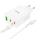 HOCO ładowarka sieciowa 2 x Typ C + USB A + kabel Typ C do Lightning PD QC3.0 3A 35W N33 biała
