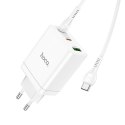 HOCO ładowarka sieciowa 2 x Typ C + USB A + kabel Typ C do Typ C PD QC3.0 3A 35W N33 biała