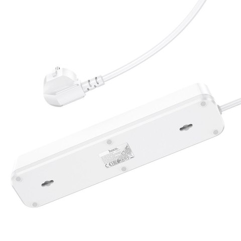 HOCO listwa zasilająca 4 gniazda + 2 x USB A + Typ C PD QC3.0 3A 20W NS1 1,8 m biała HOCO listwa zasilająca 4 gniazda + 2 x USB A + Typ C PD QC3.0 3A 20W NS1 1,8 m biała