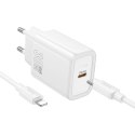 HOCO ładowarka sieciowa Typ C + kabel Typ C do Lightning PD QC 30W N62 biała