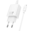 HOCO ładowarka sieciowa USB A + Typ C + kabel Typ C do Lightning PD QC3.0 3A 30W N63 biała