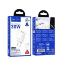 HOCO ładowarka sieciowa USB A + Typ C + kabel Typ C do Lightning PD QC3.0 3A 30W N63 biała