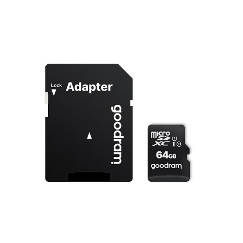 GoodRam karta pamięci 64GB microSDXC kl. 10 UHS-I 30 / 15 MB/s + adapter GoodRam karta pamięci 64GB microSDXC kl. 10 UHS-I 30 / 15 MB/s + adapter