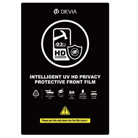 Devia Zestaw folii smartfon UV 0,3mm HD prywatyzująca do maszyny tnącej 10szt 6H Devia Zestaw folii smartfon UV 0,3mm HD prywatyzująca do maszyny tnącej 10szt 6H