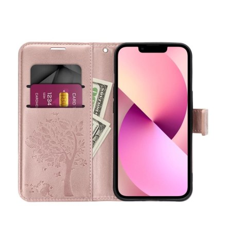 Kabura MEZZO Book do SAMSUNG A13 5G / A04S drzewo złoty róż Kabura MEZZO Book do SAMSUNG A13 5G / A04S drzewo złoty róż
