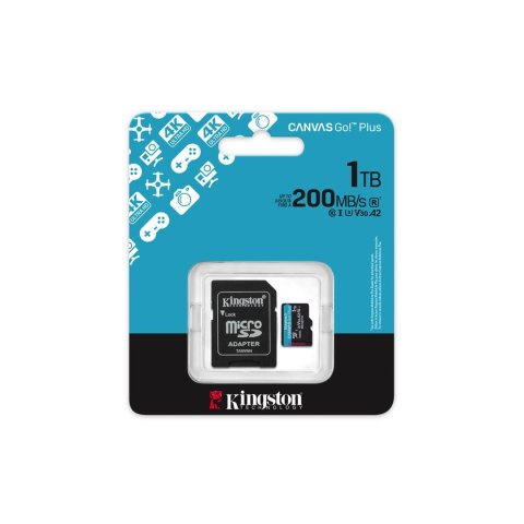 Kingston karta pamięci 1TB microSDXC Canvas Go Plus Gen4 200MB/s A2 U3 V30 + adapter Kingston karta pamięci 1TB microSDXC Canvas Go Plus Gen4 200MB/s A2 U3 V30 + adapter