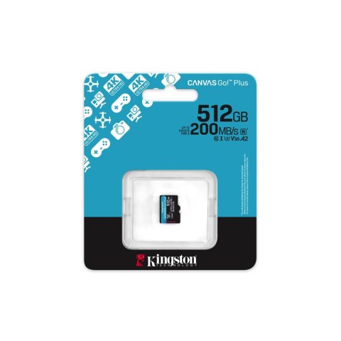 Kingston karta pamięci 512GB microSDXC Canvas Go Plus Gen4 200MB/s A2 U3 V30 Kingston karta pamięci 512GB microSDXC Canvas Go Plus Gen4 200MB/s A2 U3 V30