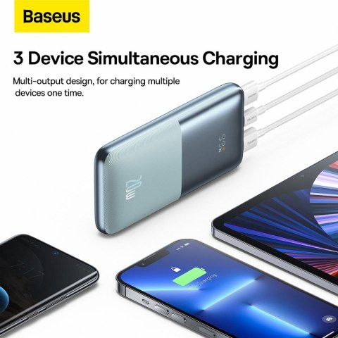 BASEUS powerbank 10000 mAh + kabel USB A do Typ C PD QC3.0 3A 20W PPBD040103 niebieski BASEUS powerbank 10000 mAh + kabel USB A do Typ C PD QC3.0 3A 20W PPBD040103 niebieski