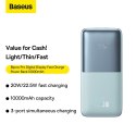 BASEUS powerbank 10000 mAh + kabel USB A do Typ C PD QC3.0 3A 22,5W PPBD040003 niebieski