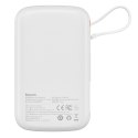 BASEUS powerbank 10000 mAh z wbudowanym kablem Typ C + kabel USB A do Typ C PD QC3.0 3A 22,5W PPQD020102 biały