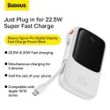 BASEUS powerbank 10000 mAh z wbudowanym kablem Typ C + kabel USB A do Typ C PD QC3.0 3A 22,5W PPQD020102 biały