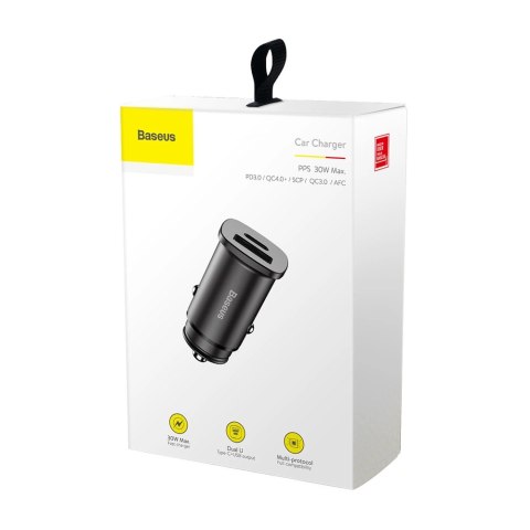 Baseus Square PPS inteligentna ładowarka samochodowa z portami USB Quick Charge 4.0 QC 4.0 i USB-C PD 3.0 SCP czarny (CCALL-AS01 Baseus Square PPS inteligentna ładowarka samochodowa z portami USB Quick Charge 4.0 QC 4.0 i USB-C PD 3.0 SCP czarny (CCALL-AS01