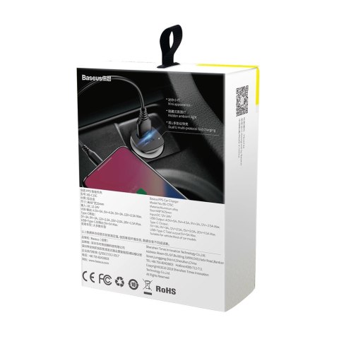 Baseus Square PPS inteligentna ładowarka samochodowa z portami USB Quick Charge 4.0 QC 4.0 i USB-C PD 3.0 SCP czarny (CCALL-AS01 Baseus Square PPS inteligentna ładowarka samochodowa z portami USB Quick Charge 4.0 QC 4.0 i USB-C PD 3.0 SCP czarny (CCALL-AS01