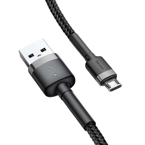 Kabel Baseus Cafule Cable CAMKLF-BG1 USB-A / micro USB 2.4A 1 m - czarno-szary Kabel Baseus Cafule Cable CAMKLF-BG1 USB-A / micro USB 2.4A 1 m - czarno-szary