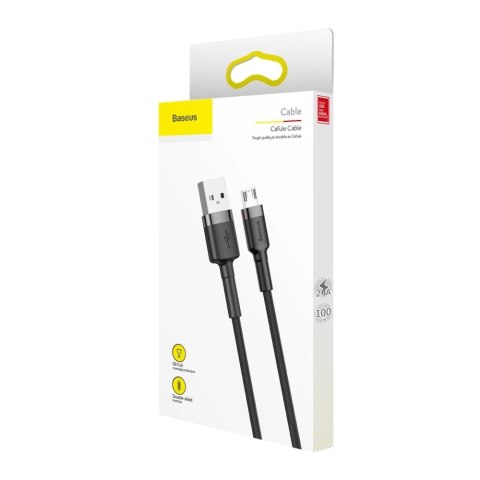Kabel Baseus Cafule Cable CAMKLF-BG1 USB-A / micro USB 2.4A 1 m - czarno-szary Kabel Baseus Cafule Cable CAMKLF-BG1 USB-A / micro USB 2.4A 1 m - czarno-szary